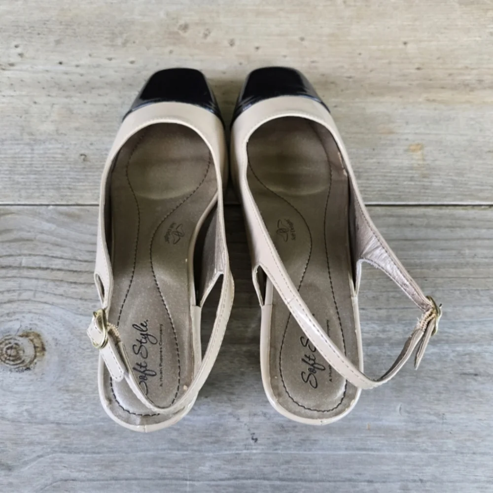 Soft Style Shirly Parisian Chic Two-Tone Sqaure Toe Comfort Wedge 10M